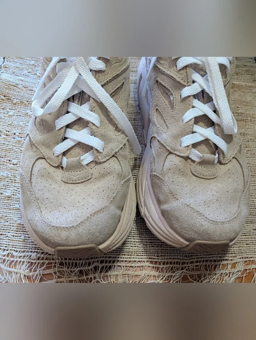 Hoka Clifton L Suede Shoes in Eggnog